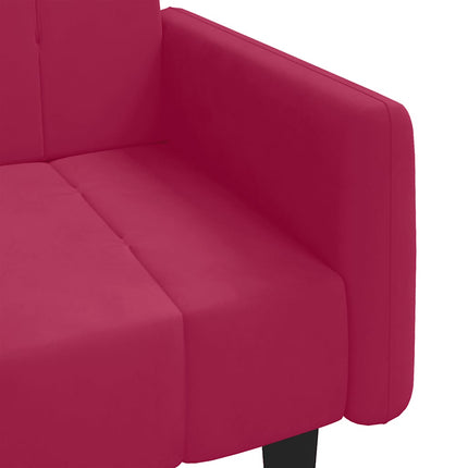 Bäddsoffa 2-sits vinröd sammet