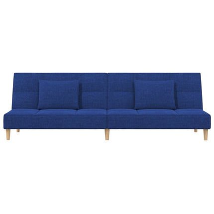 Bäddsoffa 2-sits med två kuddar blå tyg