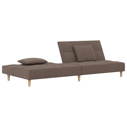 Bäddsoffa 2-sits med två kuddar taupe tyg