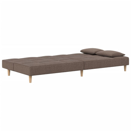 Bäddsoffa 2-sits med två kuddar taupe tyg