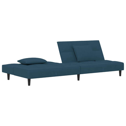 Bäddsoffa 2-sits med två kuddar blå sammet