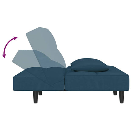 Bäddsoffa 2-sits med två kuddar blå sammet
