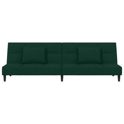 Bäddsoffa 2-sits med två kuddar mörkgrön sammet