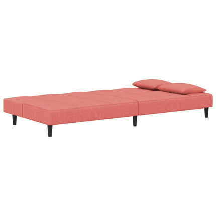 Bäddsoffa 2-sits med två kuddar rosa sammet