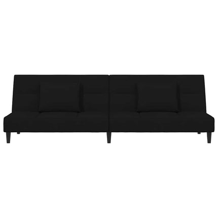 Bäddsoffa 2-sits med två kuddar svart sammet