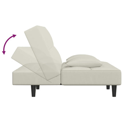 Bäddsoffa 2-sits med två kuddar gräddvit sammet
