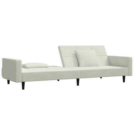 Bäddsoffa 2-sits med två kuddar gräddvit sammet