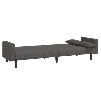Bäddsoffa 2-sits med två kuddar mörkgrå tyg