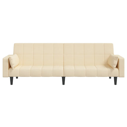 Bäddsoffa 2-sits med två kuddar gräddvit tyg