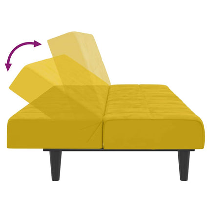 Bäddsoffa 2-sits gul sammet