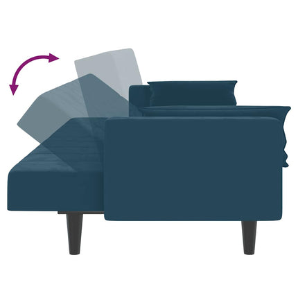 Bäddsoffa 2-sits med två kuddar blå sammet