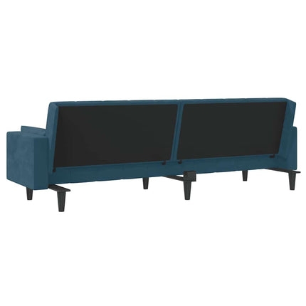 Bäddsoffa 2-sits med två kuddar blå sammet