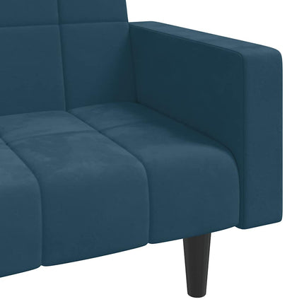 Bäddsoffa 2-sits med två kuddar blå sammet