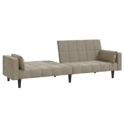 Bäddsoffa 2-sits med två kuddar ljusgrå sammet