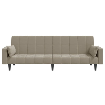 Bäddsoffa 2-sits med två kuddar ljusgrå sammet