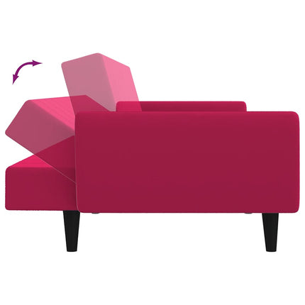 Bäddsoffa 2-sits vinröd sammet