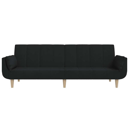 Bäddsoffa 2-sits med två kuddar svart tyg