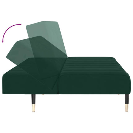 Bäddsoffa 2-sits mörkgrön sammet