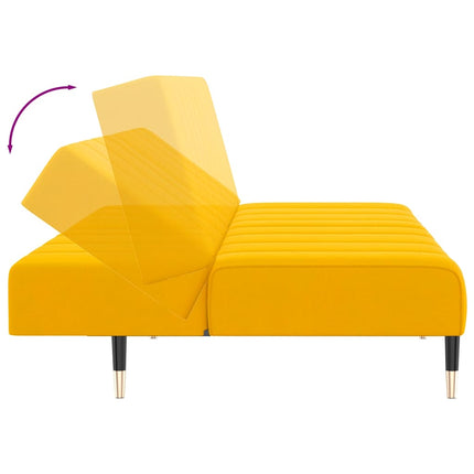 Bäddsoffa 2-sits gul sammet