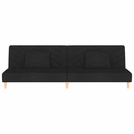 Bäddsoffa 2-sits med två kuddar svart tyg
