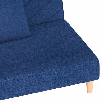 Bäddsoffa 2-sits med två kuddar blå tyg