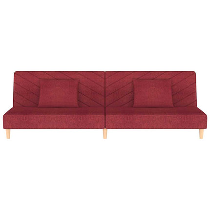 Bäddsoffa 2-sits med två kuddar vinröd tyg