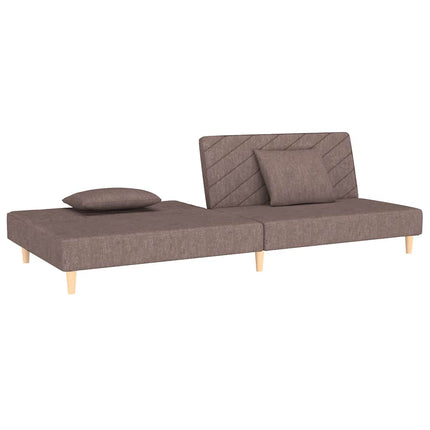Bäddsoffa 2-sits med två kuddar taupe tyg