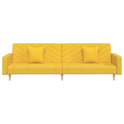 Bäddsoffa 2-sits med två kuddar gul tyg