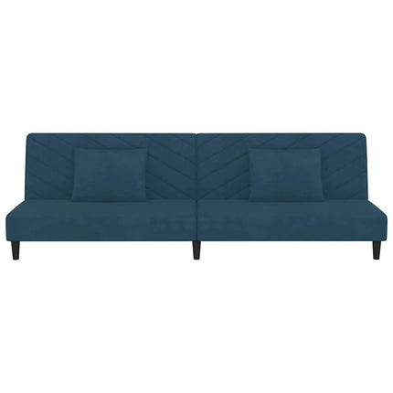 Bäddsoffa 2-sits med två kuddar blå sammet