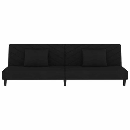 Bäddsoffa 2-sits med två kuddar svart sammet