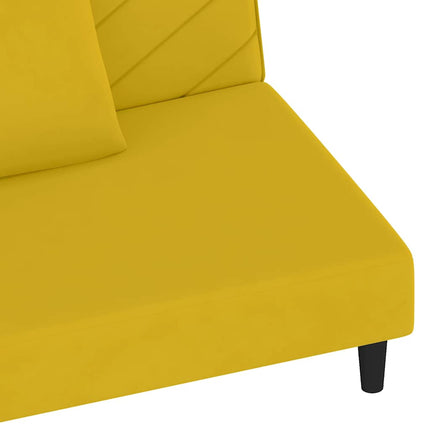 Bäddsoffa 2-sits med två kuddar gul sammet