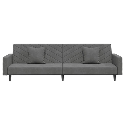 Bäddsoffa 2-sits med två kuddar mörkgrå sammet