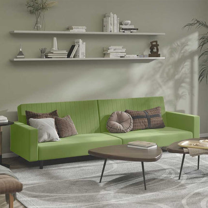 Bäddsoffa 2-sits ljusgrön sammet