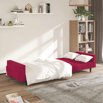 Bäddsoffa 2-sits vinröd sammet