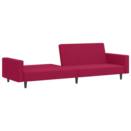 Bäddsoffa 2-sits vinröd sammet