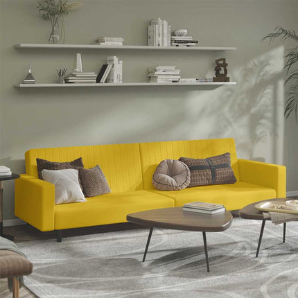 Bäddsoffa 2-sits gul sammet