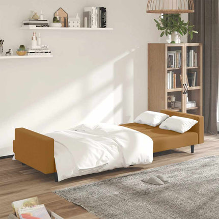 Bäddsoffa 2-sits brun sammet