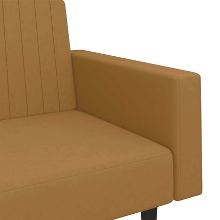 Bäddsoffa 2-sits brun sammet
