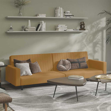 Bäddsoffa 2-sits brun sammet