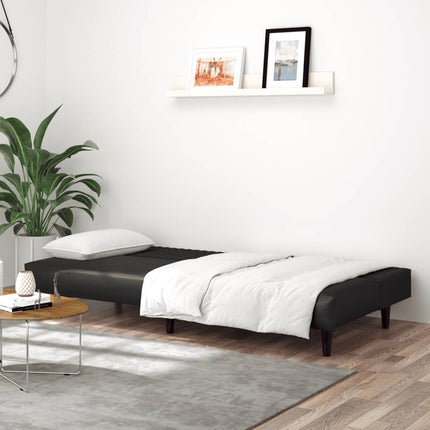 Bäddsoffa 2-sits svart konstläder