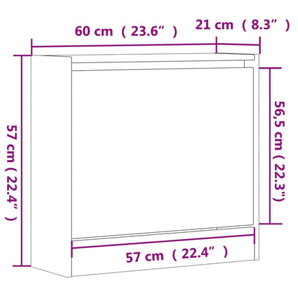 Skohylla sonoma-ek 60x21x57 cm konstruerat trä