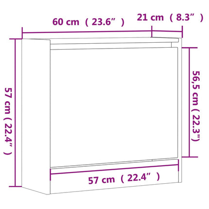 Skohylla betonggrå 60x21x57 cm konstruerat trä