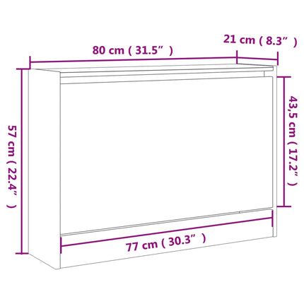 Skohylla rökfärgad ek 80x21x57 cm konstruerat trä