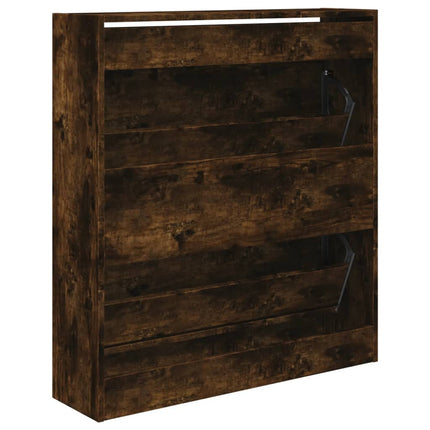 Skohylla rökfärgad ek 80x21x87,5 cm konstruerat trä