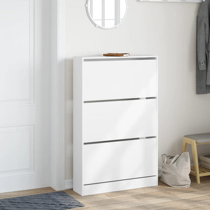 Skohylla vit 80x21x125,5 cm konstruerat trä