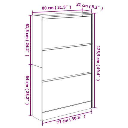 Skohylla vit 80x21x125,5 cm konstruerat trä