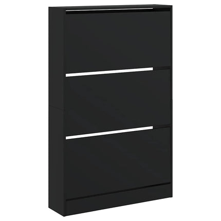 Skohylla svart 80x21x125,5 cm konstruerat trä
