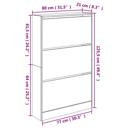 Skohylla svart 80x21x125,5 cm konstruerat trä