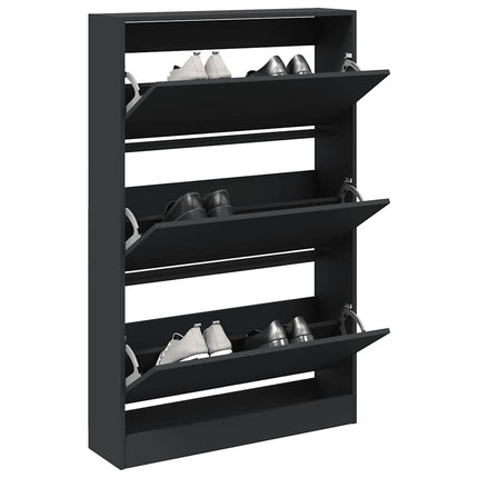 Skohylla svart 80x21x125,5 cm konstruerat trä