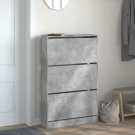 Skohylla betonggrå 80x21x125,5 cm konstruerat trä